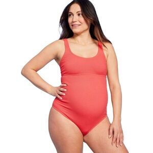 NEW Isabel Maternity by Ingrid & Isabel Crinkle Red One Piece Maternity Swimsuit
